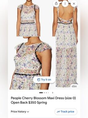 Free People Cream Floral Mini Dress with Pink & Purple Blooms